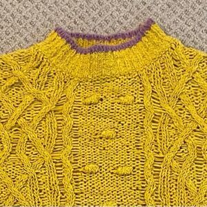 Zara Kids Yellow Crewneck Sweater with Cable Knit Size 11/12